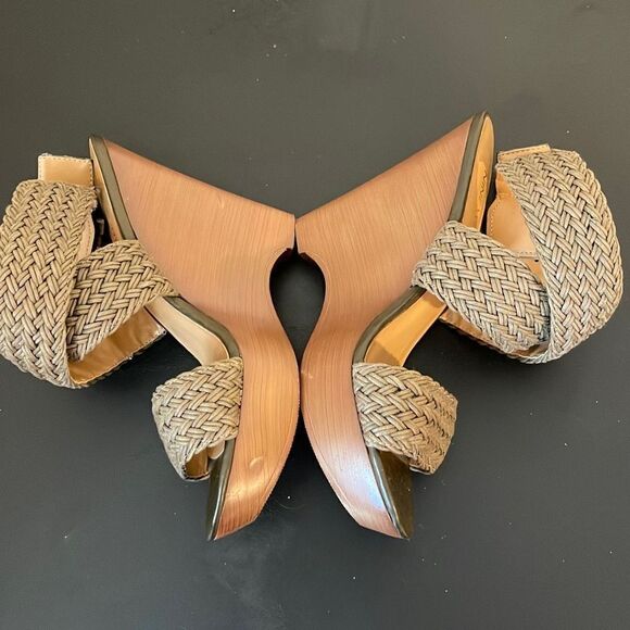 Nine West Womens Marlon Platform Heels Wedge Woven Sandals Olive Green Size 6.5 - Picture 8 of 10